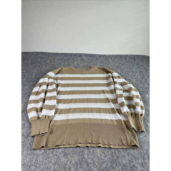 Lee Women Brown /white Stripe Pullover‎ Sweater Large - Picture 1 of 14